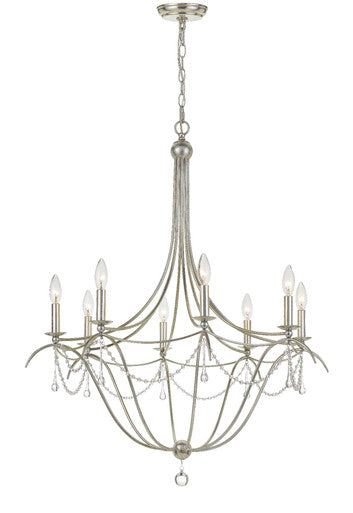 Crystorama Metro 8 Light Crystal Beads Antique Silver Chandelier 428-SA