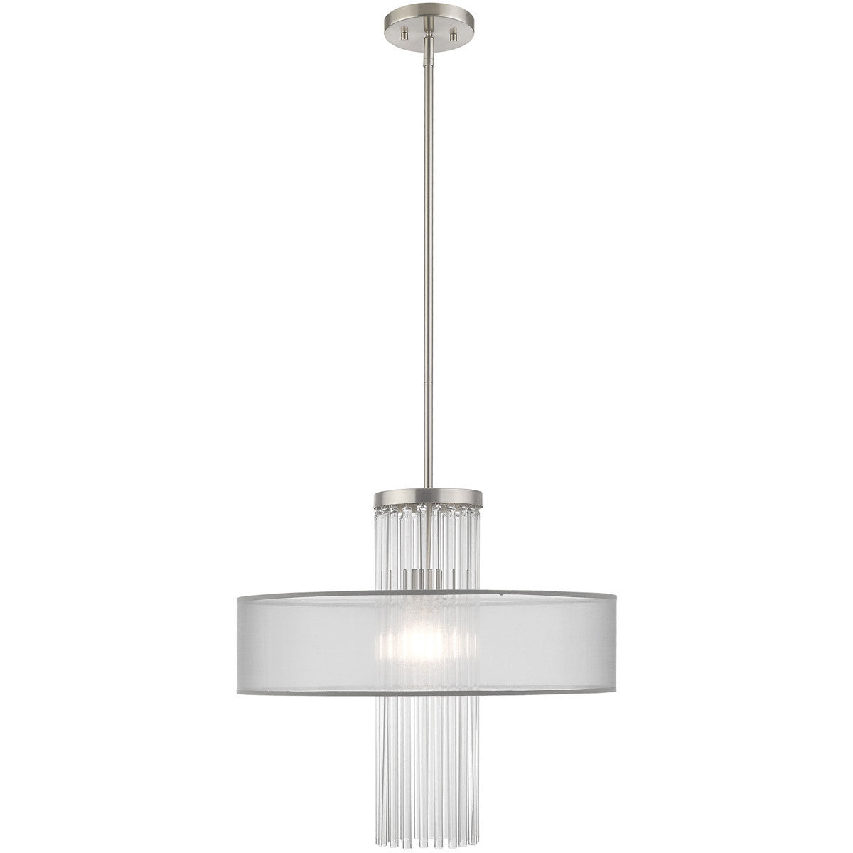 Livex Lighting Alexis Collection 1 Lt Brushed Nickel Pendant Chandelier in Brushed Nickel 42804-91