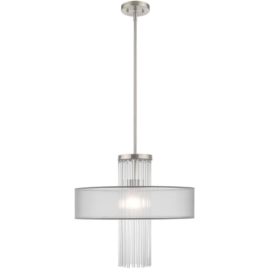 Livex Lighting Alexis Collection 1 Lt Brushed Nickel Pendant Chandelier in Brushed Nickel 42804-91