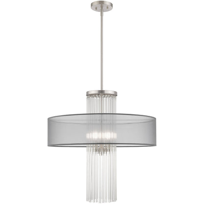 Livex Lighting Alexis Collection 4 Lt Brushed Nickel Pendant Chandelier in Brushed Nickel 42805-91