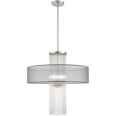 Livex Lighting Alexis Collection 4 Lt Brushed Nickel Pendant Chandelier in Brushed Nickel 42805-91