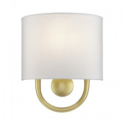 Livex Lighting Stratton 1 Light Soft Gold ADA Sconce with Hand Crafted Off-White Fabric Shade 42891-33