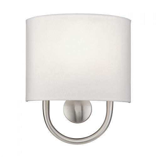 Livex Lighting Stratton 1 Light Brushed Nickel ADA Sconce with Hand Crafted Off-White Fabric Shade 42891-91