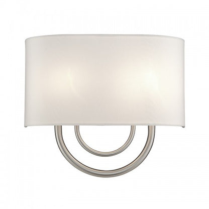 Livex Lighting Stratton 2 Light Brushed Nickel ADA Sconce with Hand Crafted Off-White Fabric Shade 42892-91