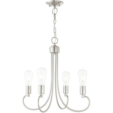 Livex Lighting Bari Collection 4 Lt Brushed Nickel Chandelier in Brushed Nickel 42924-91