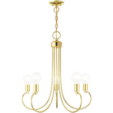 Livex Lighting Bari Collection 5 Lt Polished Brass Chandelier in Polished Brass 42925-02