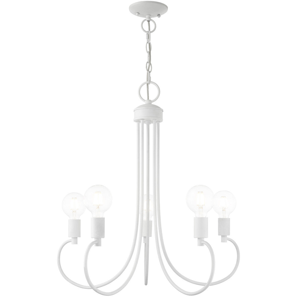 Livex Lighting Bari Collection 5 Lt White Chandelier in White 42925-03