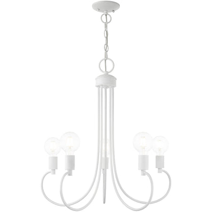 Livex Lighting Bari Collection 5 Lt White Chandelier in White 42925-03