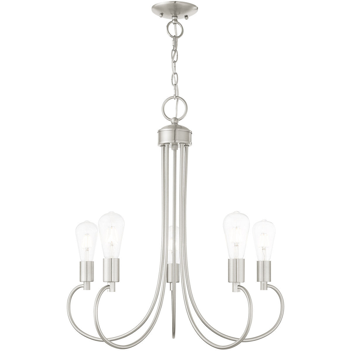 Livex Lighting Bari Collection 5 Lt Brushed Nickel Chandelier in Brushed Nickel 42925-91