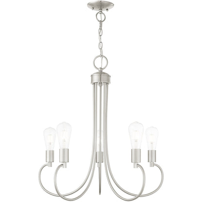 Livex Lighting Bari Collection 5 Lt Brushed Nickel Chandelier in Brushed Nickel 42925-91