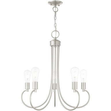 Livex Lighting Bari Collection 5 Lt Brushed Nickel Chandelier in Brushed Nickel 42925-91