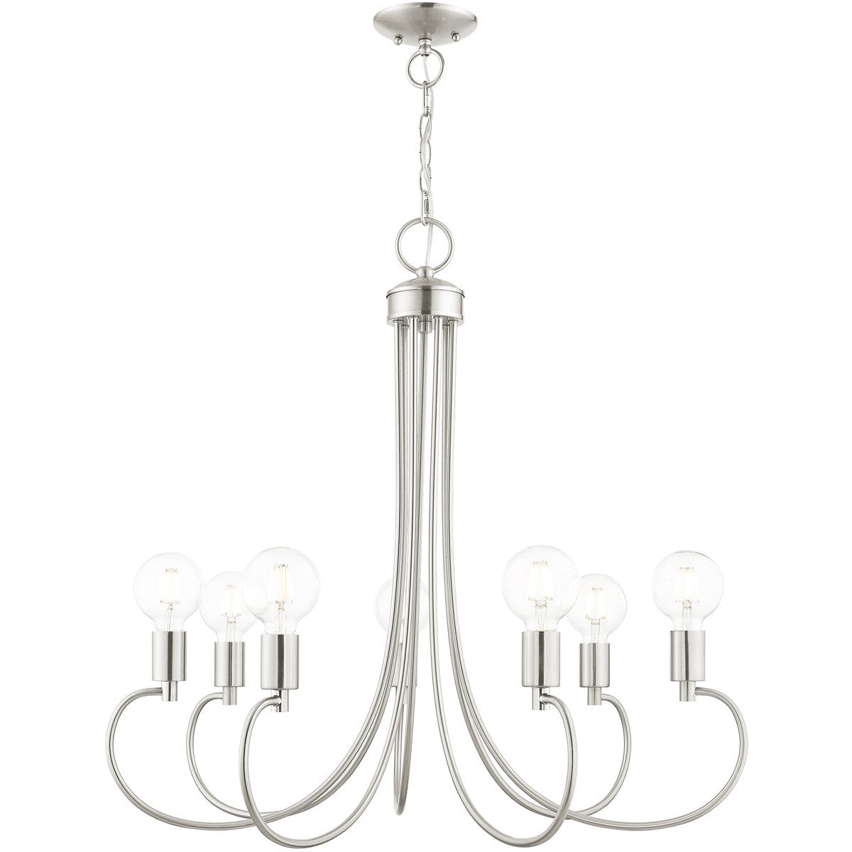 Livex Lighting Bari Collection 7 Lt Brushed Nickel Chandelier in Brushed Nickel  42927-91