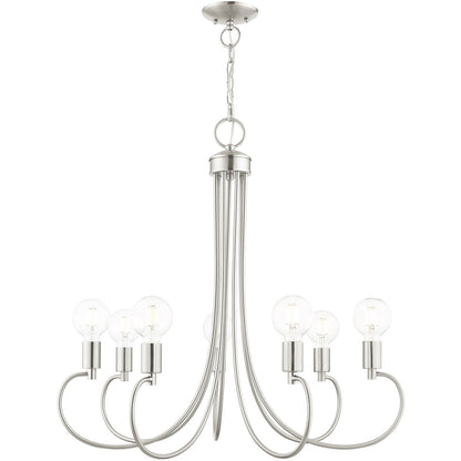 Livex Lighting Bari Collection 7 Lt Brushed Nickel Chandelier in Brushed Nickel  42927-91