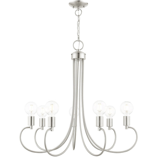 Livex Lighting Bari Collection 7 Lt Brushed Nickel Chandelier in Brushed Nickel  42927-91