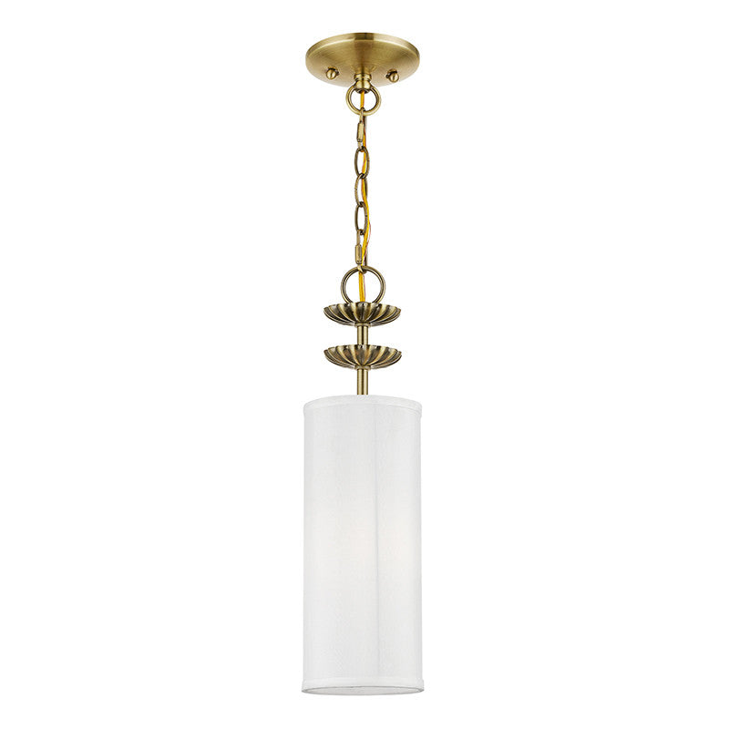 Livex Lighting Brookdale Collection  1 Light Antique Brass Mini Pendant in Antique Brass 42981-01