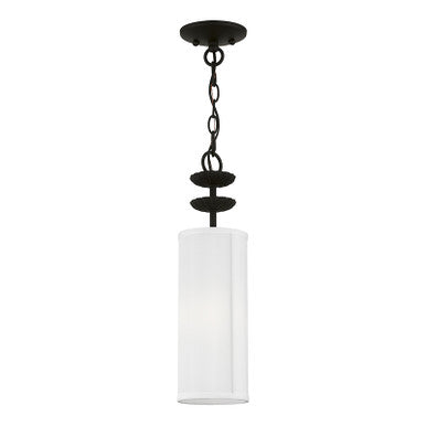 Livex Lighting Brookdale Collection  1 Light Black Mini Pendant in Black 42981-04