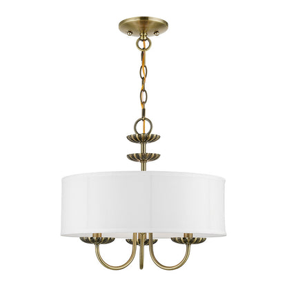 Livex Lighting Brookdale Collection  3 Light Antique Brass Pendant Chandelier in Antique Brass 42983-01