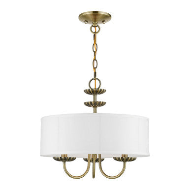 Livex Lighting Brookdale Collection  3 Light Antique Brass Pendant Chandelier in Antique Brass 42983-01