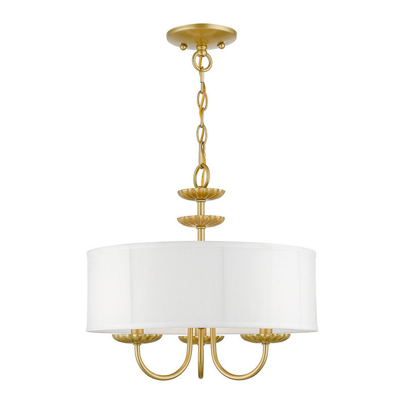 Livex Lighting Brookdale Collection  3 Light Soft Gold Pendant Chandelier in Soft Gold 42983-33