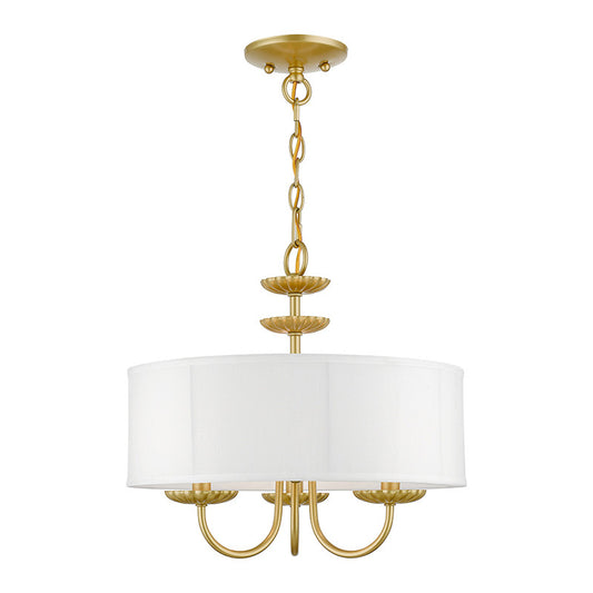 Livex Lighting Brookdale Collection  3 Light Soft Gold Pendant Chandelier in Soft Gold 42983-33