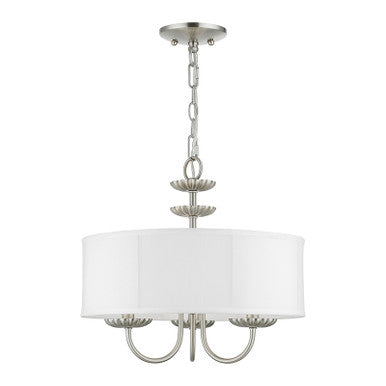 Livex Lighting Brookdale Collection  3 Light Brushed Nickel Pendant Chandelier in Brushed Nickel 42983-91