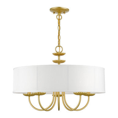 Livex Lighting Brookdale Collection  5 Light Soft Gold Pendant Chandelier in Soft Gold 42985-33