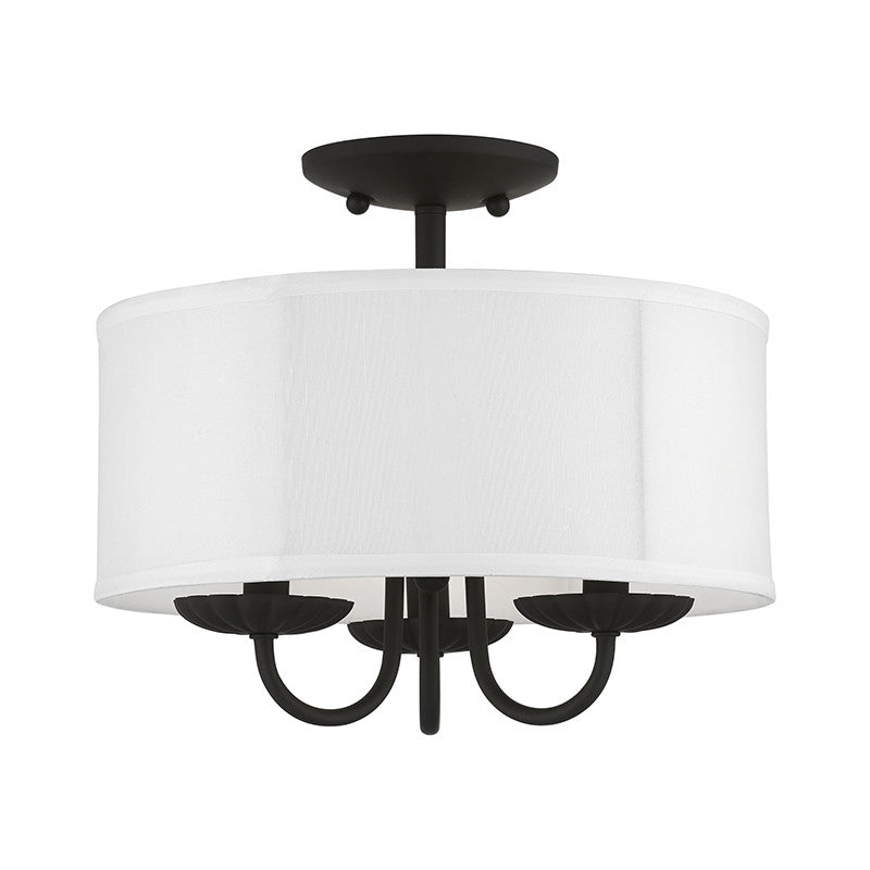 Livex Lighting Brookdale Collection  3 Light Black Semi-Flush Mount in Black 42987-04