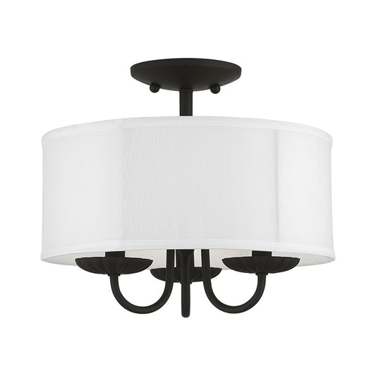 Livex Lighting Brookdale Collection  3 Light Black Semi-Flush Mount in Black 42987-04