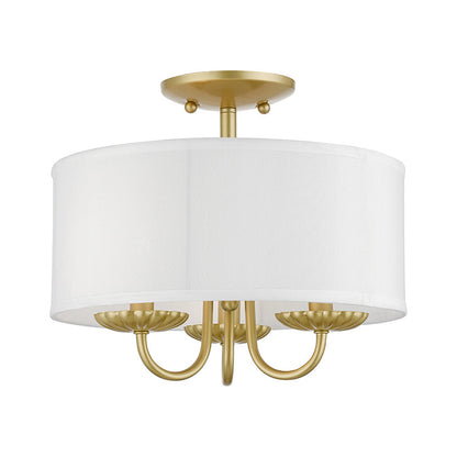 Livex Lighting Brookdale Collection  3 Light Soft Gold Semi-Flush Mount in Soft Gold 42987-33