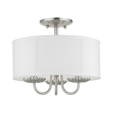 Livex Lighting Brookdale Collection  3 Light Brushed Nickel Semi-Flush Mount in Brushed Nickel 42987-91