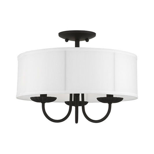 Livex Lighting Brookdale Collection  3 Light Black Semi-Flush Mount in Black 42989-04