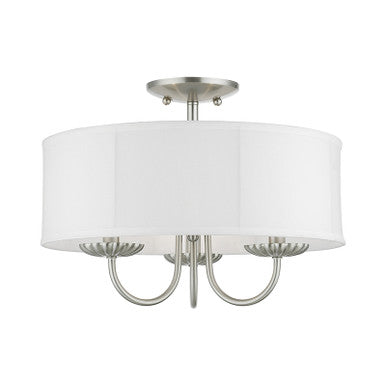 Livex Lighting Brookdale Collection  3 Light Brushed Nickel Semi-Flush Mount in Brushed Nickel 42989-91