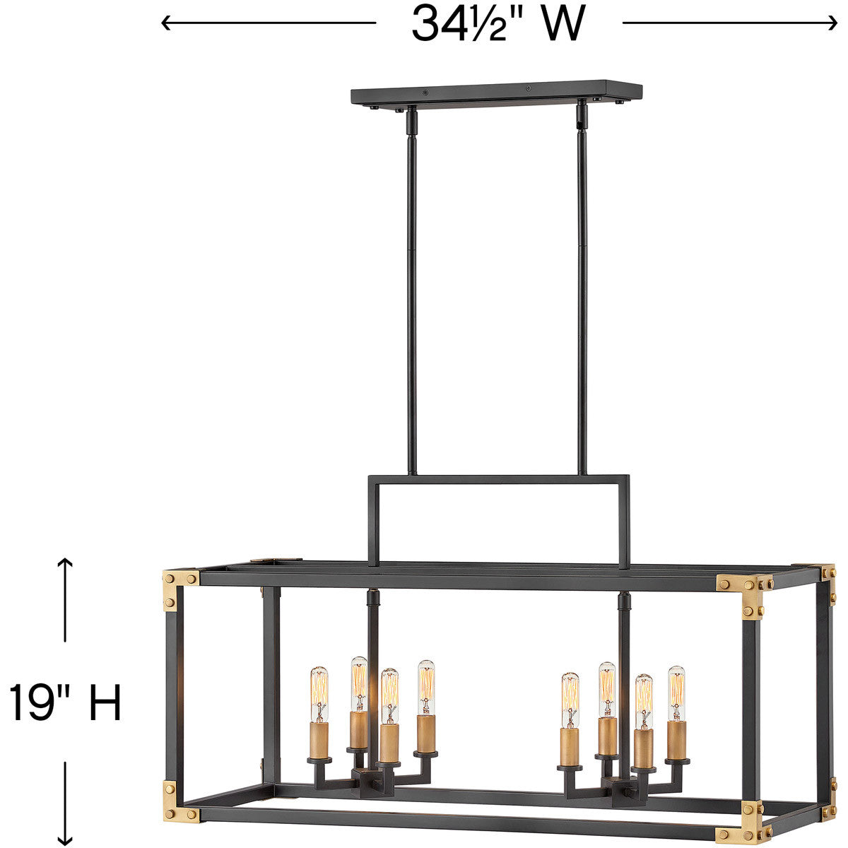 Hinkley Lighting Louis Eight Light Linear Satin Black 4298SK