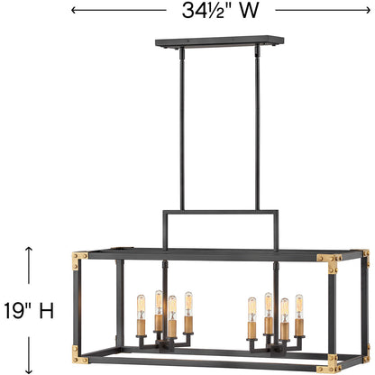 Hinkley Lighting Louis Eight Light Linear Satin Black 4298SK