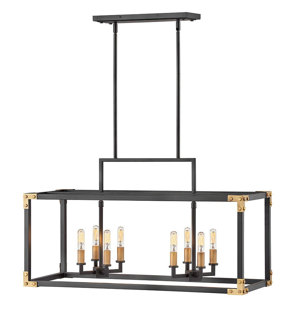 Hinkley Lighting Louis Eight Light Linear Satin Black 4298SK