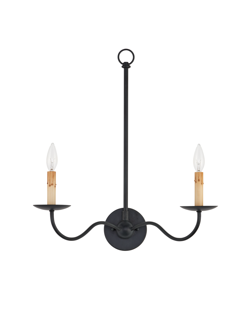 Currey & Co. Saxon Double-Light Black Wall Sconce 5000-0265