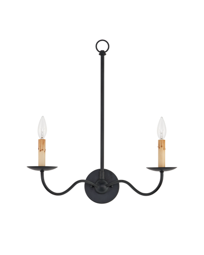 Currey & Co. Saxon Double-Light Black Wall Sconce 5000-0265