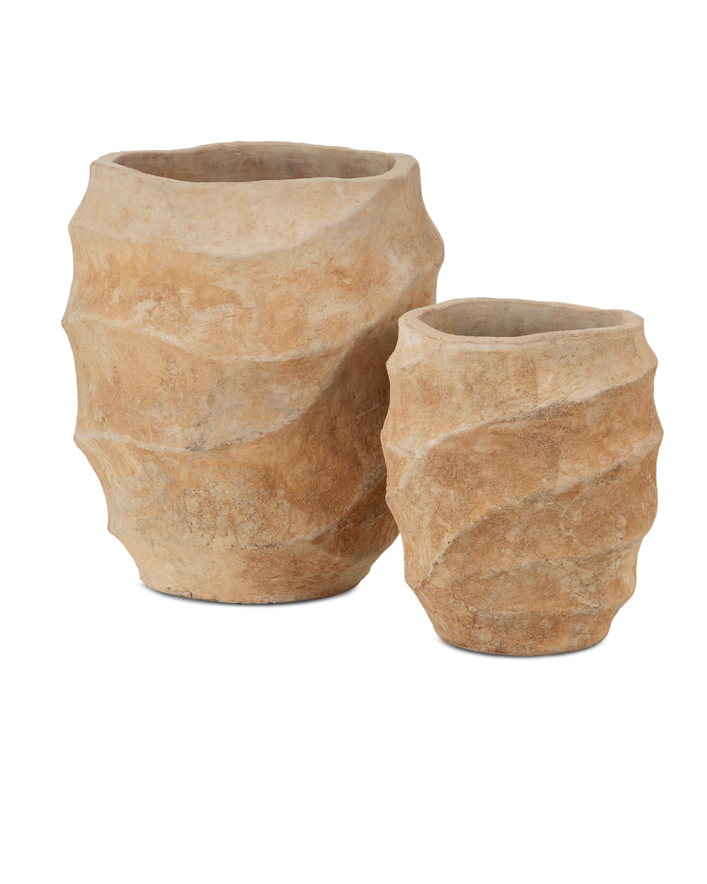 Currey & Co Desy Vintage Terra Planter Set of 2 in Antique Sand 2200-0027