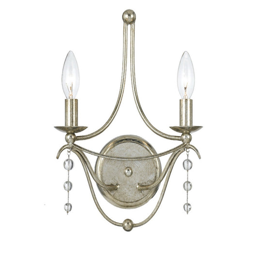 Crystorama Metro 2 Light Antique Silver Wall Mount 432-SA