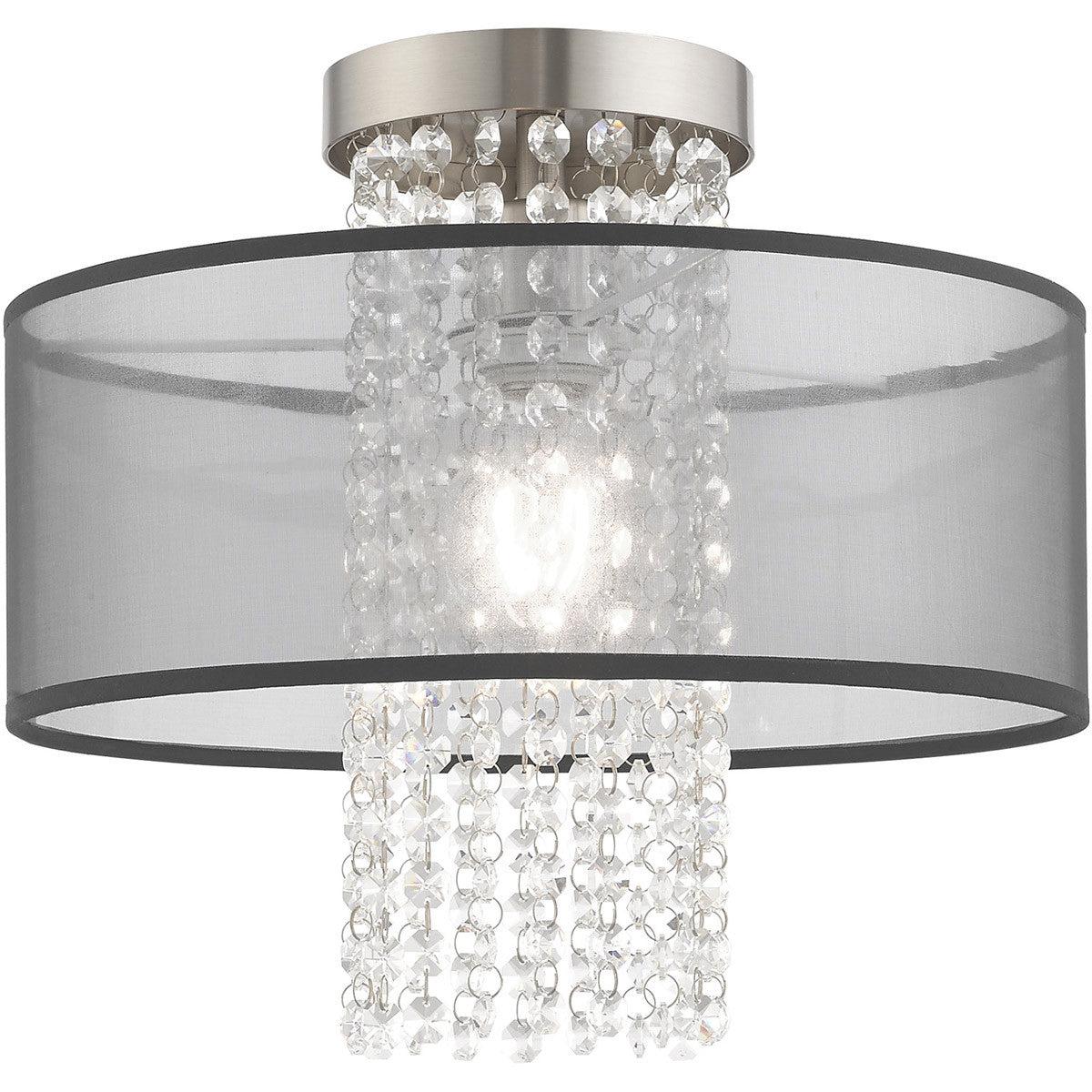 Livex Lighting Bella Vista Collection 1 Lt Brushed Nickel Ceiling Mount in Brushed Nickel 43202-91