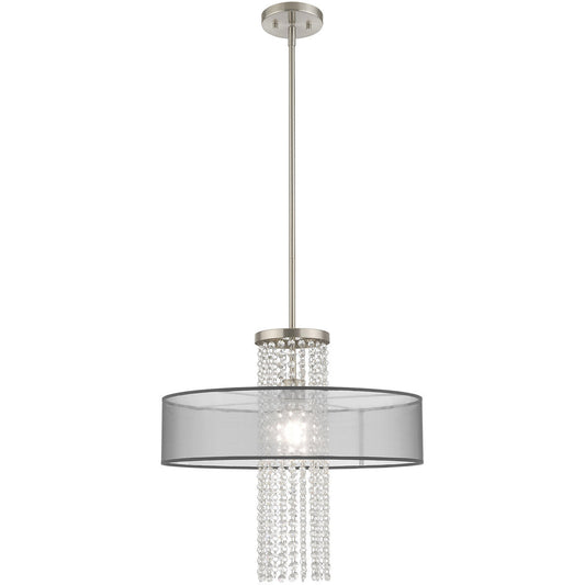 Livex Lighting Bella Vista Collection 1 Lt Brushed Nickel Pendant Chandelier in Brushed Nickel 43204-91