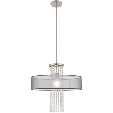 Livex Lighting Bella Vista Collection 1 Lt Brushed Nickel Pendant Chandelier in Brushed Nickel 43204-91