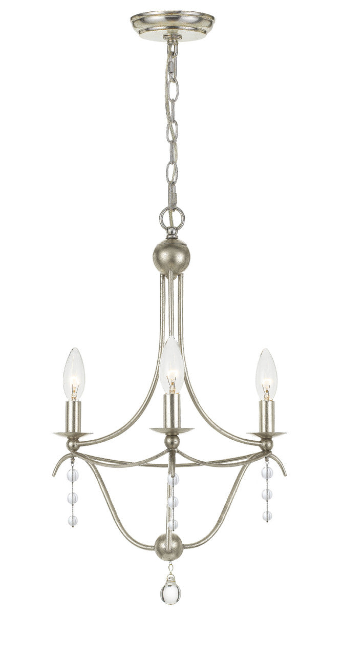 Crystorama Metro 3 Light Antique Silver Mini Chandelier 433-SA