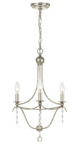 Crystorama Metro 3 Light Antique Silver Mini Chandelier 433-SA