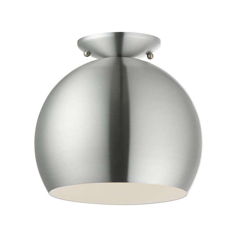 Livex Lighting Piedmont Collection  1 Light Brushed Aluminum Semi-Flush Mount in Brushed Aluminum 43390-66