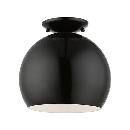 Livex Lighting Piedmont Collection  1 Light Shiny Black Semi-Flush Mount in Shiny Black 43390-68