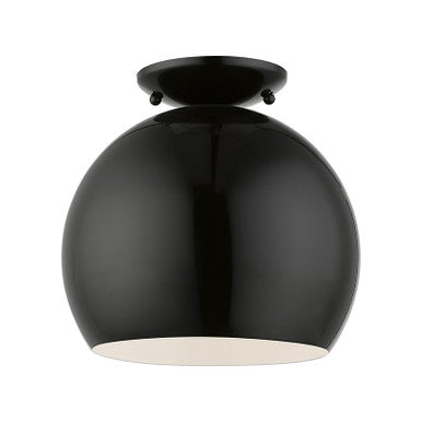 Livex Lighting Piedmont Collection  1 Light Shiny Black Semi-Flush Mount in Shiny Black 43390-68