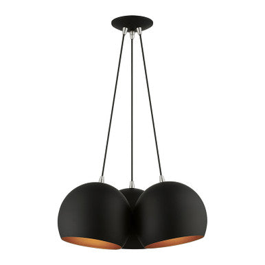 Livex Lighting Piedmont Collection  3 Light Black Globe Pendant in Black with Brushed Nickel Accents 43393-04