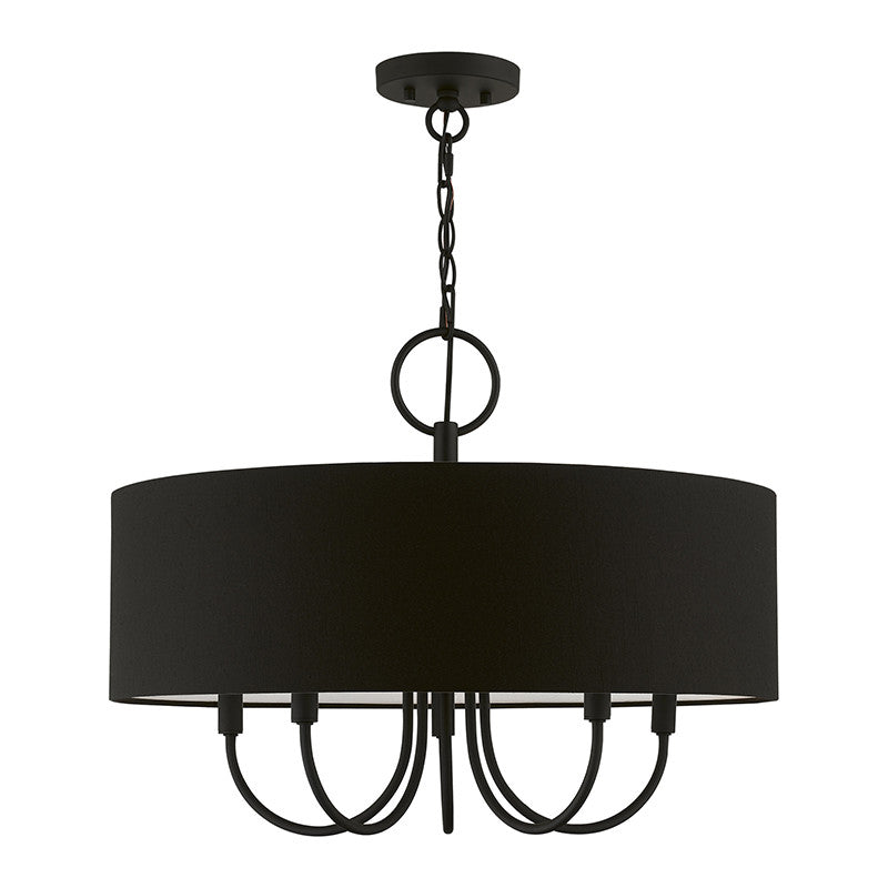 Livex Lighting Bainbridge Collection  5 Light Black Pendant Chandelier in Black 43445-04