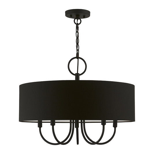 Livex Lighting Bainbridge Collection  5 Light Black Pendant Chandelier in Black 43445-04